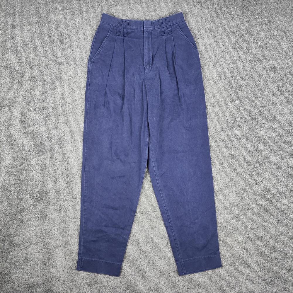 Vintage Chic Pants Womens Petite 6 Blue High Rise Pleated Tapered Chino 90s